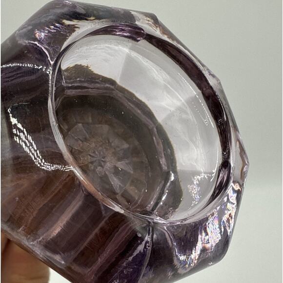 Antique Sun Purple Glass Door Knob UV Green Glow 8 Point - Picture 5 of 6